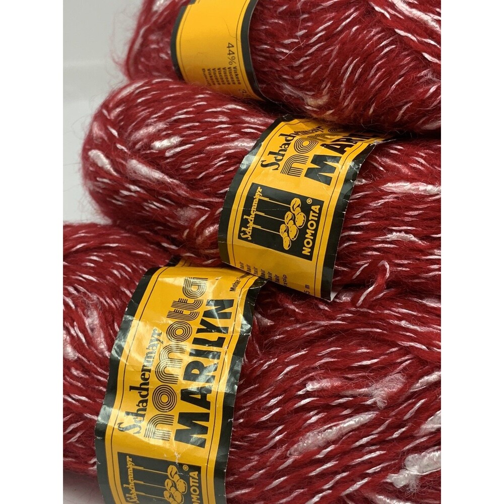 SCHACHENMAYR NOMOTTA MARILYN YARN MOHAIR VISCOSE 8 50g SKEINS RED W/ WHITE - Picture 4 of 12